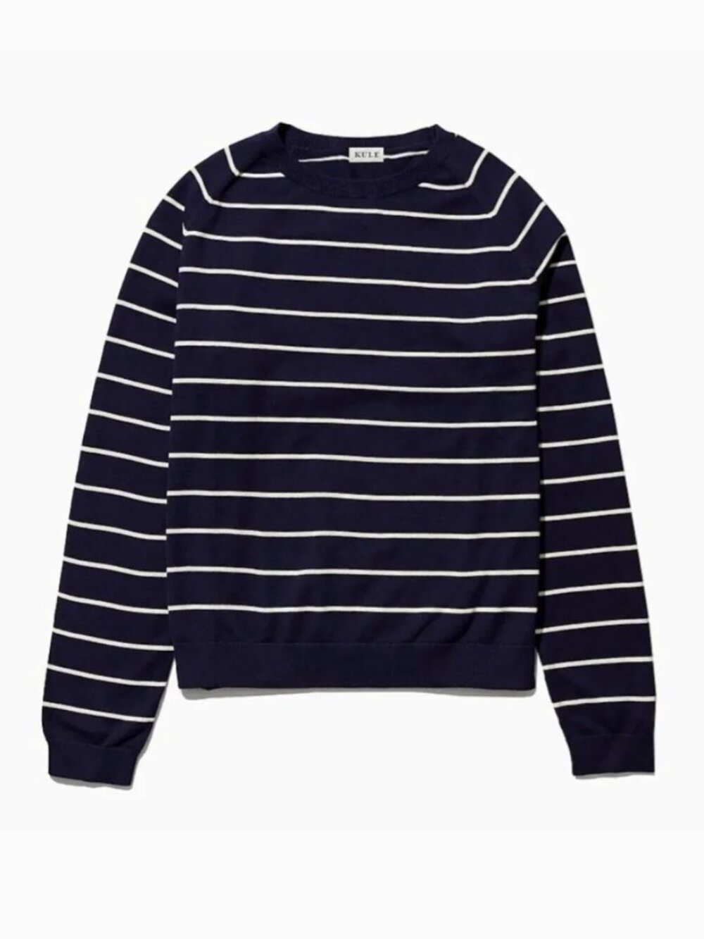 KULE The Lennon 100% Cotton Navy Blue White Stripe Crewneck Sweater Top S $168